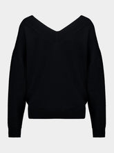 Tom Ford Black Cashmere Off-the-Shoulder V-Neck Knit