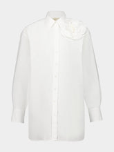 Paula Marla White Relaxed Fit Poplin Shirt with Detachable Flower