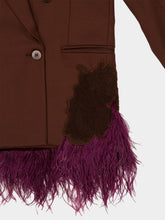 Paula Marys Potting Soil Embroidered Blazer with Feathers