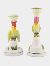 Les Ottomans Set of Two Parrot Ceramic Candle Holders