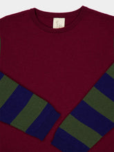 Paula Matilda Cabernet Knitted Long-Sleeved Striped Sleeves Top