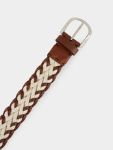 Brunello Cucinelli Beige Braided Leather and Canvas Belt