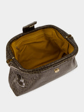 Paula Mavie Dark Green Croco Leather Clutch with Closure