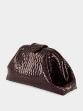 Paula Mavie Bordeaux Croco Leather Clutch with Closure