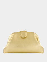 Paula Mavie Gold Leather Clutch with Closure