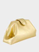 Paula Mavie Gold Leather Clutch with Closure
