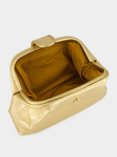 Paula Mavie Gold Leather Clutch with Closure