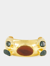 Mazus Gold Stone Embellished Slim Cuff