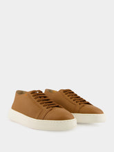 Santoni Light Brown Tumbled Leather Sneakers