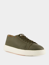 Green Tumbled Leather Sneakers