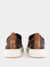 Santoni Brown Leather Slip-On Sneakers