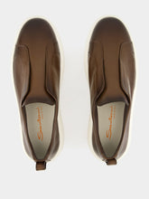 Santoni Dark Brown Ultra-Touch Leather Slip-On Sneakers
