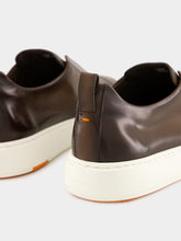 Santoni Dark Brown Ultra-Touch Leather Slip-On Sneakers