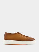 Santoni Light Brown Clean Row Leather Sneakers