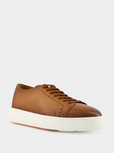 Santoni Light Brown Clean Row Leather Sneakers