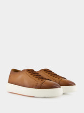 Santoni Light Brown Clean Row Leather Sneakers