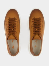 Santoni Light Brown Clean Row Leather Sneakers
