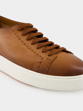 Santoni Light Brown Clean Row Leather Sneakers