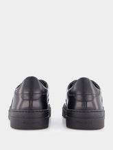Santoni Black Leather Slip-On Sneakers