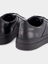 Santoni Black Leather Slip-On Sneakers