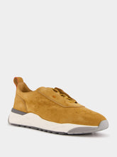 Santoni Gold Brown Suede Sneakers