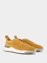 Santoni Gold Brown Suede Sneakers