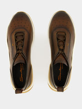 Santoni Brown Leather Low-Top Sneakers