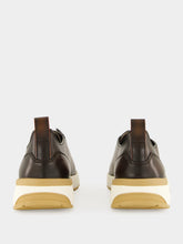 Santoni Brown Leather Low-Top Sneakers