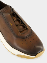 Santoni Brown Leather Low-Top Sneakers