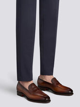 Santoni Dark Brown Leather Penny Loafer