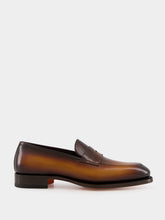 Santoni Dark Brown Leather Penny Loafer