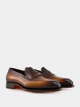 Santoni Dark Brown Leather Penny Loafer