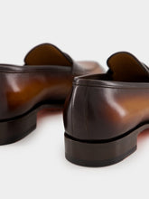 Santoni Dark Brown Leather Penny Loafer