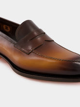 Santoni Dark Brown Leather Penny Loafer