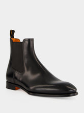 Santoni Black Leather Chelsea Boots