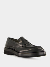 Santoni Black Penny Gunder Loafers