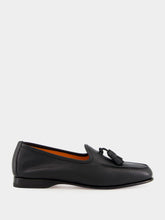 Santoni Black Leather Andrea Tassel Loafer