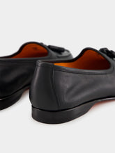 Santoni Black Leather Andrea Tassel Loafer