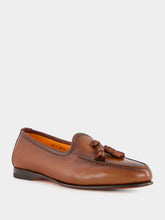 Santoni Brown Leather Loafer with Tassel