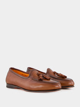 Santoni Brown Leather Loafer with Tassel