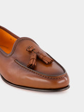 Santoni Brown Leather Loafer with Tassel