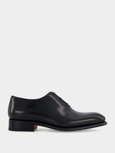 Santoni Polished Black Leather Oxford Shoes