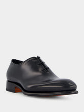 Santoni Polished Black Leather Oxford Shoes