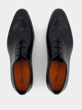 Santoni Polished Black Leather Oxford Shoes