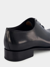 Santoni Polished Black Leather Oxford Shoes