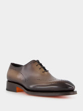 Dark Brown Leather Oxford Shoes with Brogue Detail | PDP - Fashion Clinic