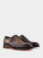 Dark Brown Leather Oxford Shoes with Brogue Detail | PDP - Fashion Clinic