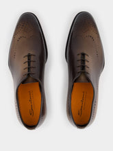 Dark Brown Leather Oxford Shoes with Brogue Detail | PDP - Fashion Clinic