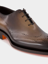 Dark Brown Leather Oxford Shoes with Brogue Detail | PDP - Fashion Clinic