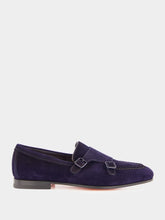 Santoni Dark Blue Dong Suede Formal Loafers